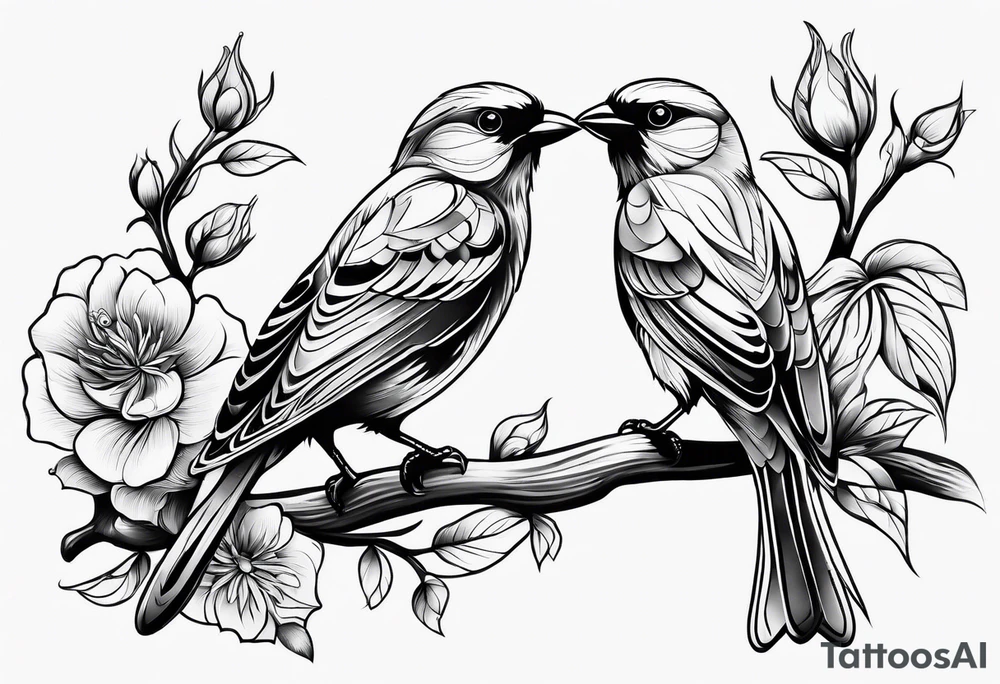 outline of two birds tattoo idea