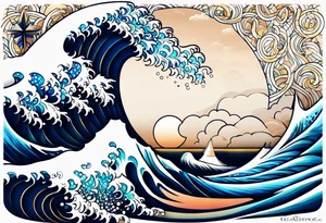 ocean, géométric, wave tattoo idea