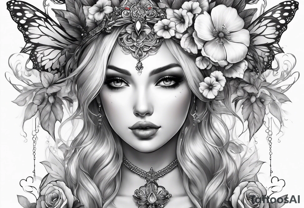 Full Fairy with flowers tattoo idea