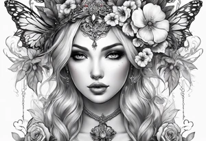 Full Fairy with flowers tattoo idea