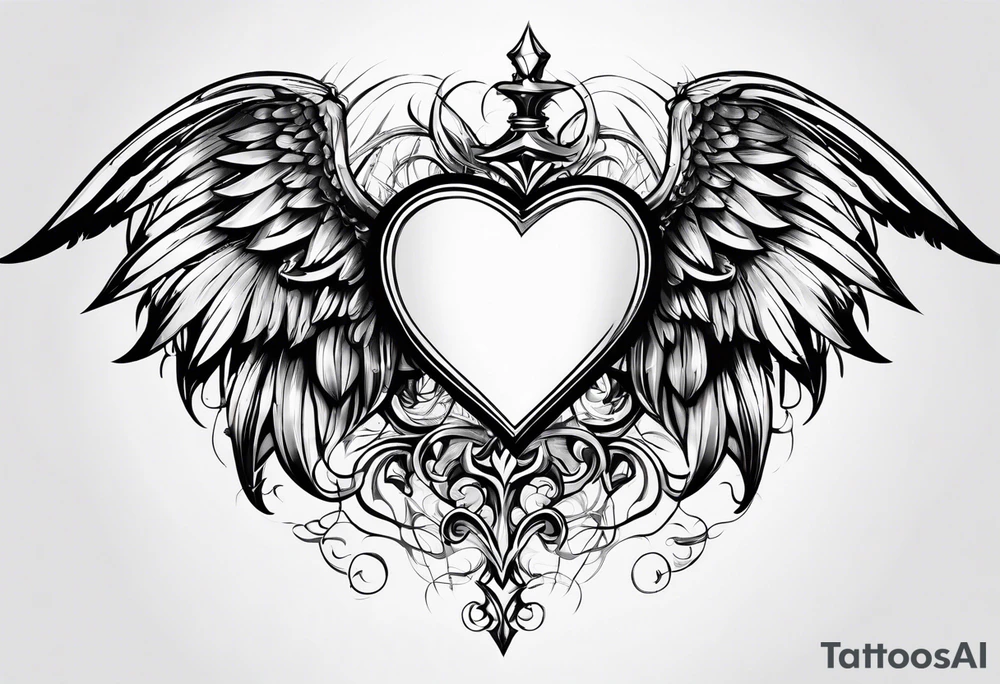 devilish heart angelish wings tattoo idea