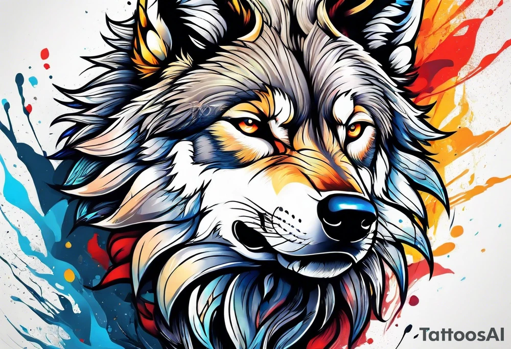 a wolf roaring tattoo idea