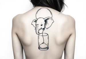 Baby elephant in  hour glass holding autism balloon tattoo idea