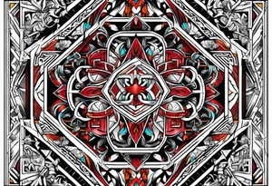 Viking geometric tapestry tattoo idea