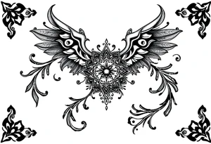 mytical shaman and mytolog style ornametn with ancient rhyme tattoo idea