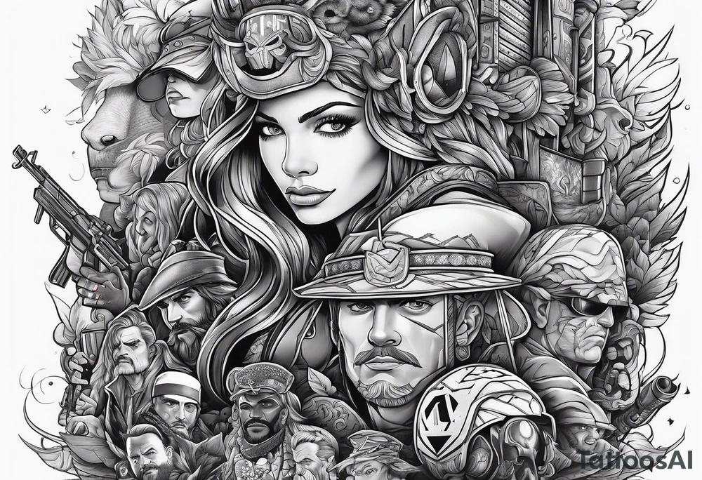 1980's TV movies and video game characters tattoo idea