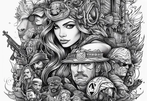1980's TV movies and video game characters tattoo idea