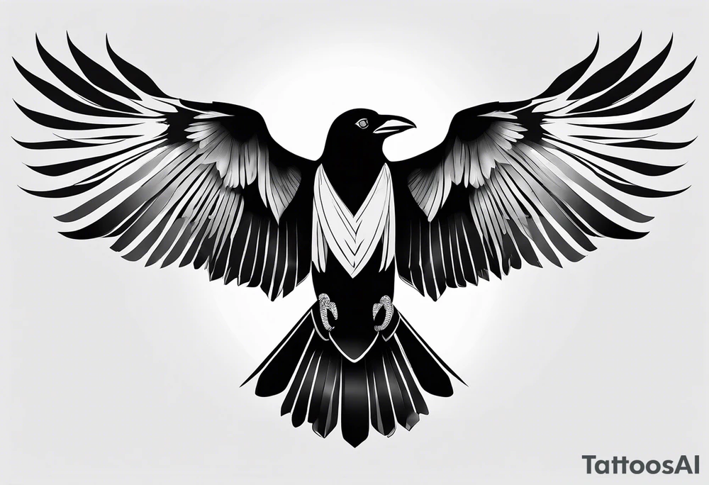 outline of a crow with open wings tattoo idea