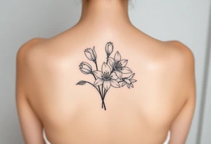 tulips, lily and daffodil clustered together tattoo idea