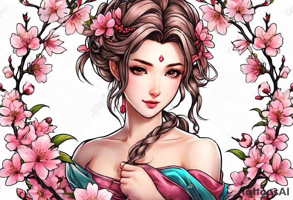 Cherry blossoms aerith Gainsborough wedding tattoo idea