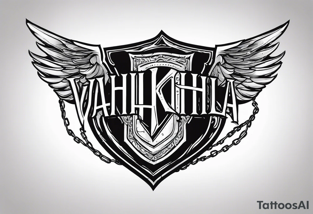 Valhalla sword shield barb wire chain tattoo idea