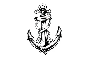 weathered anchor wrapped in nautical rope with sea waves tattoo idea