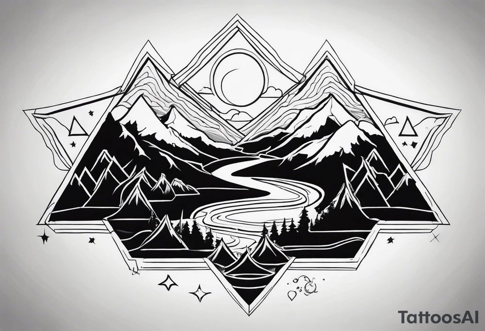 Mountains roads and travel tattoo idea