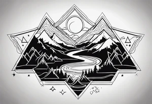 Mountains roads and travel tattoo idea