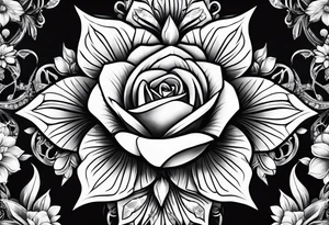 Big diamonds and flowers more diamonds tattoo idea