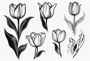 Average sign combined with a tulip bud tattoo idea