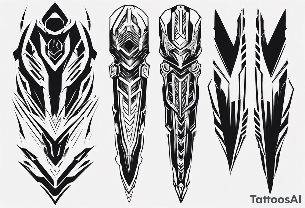 Futuristic leg armor tattoo idea