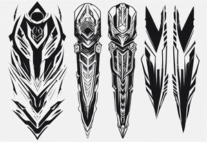Futuristic leg armor tattoo idea