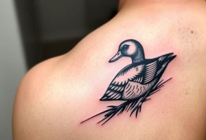duck hunting tattoo fir outside of forearm with a wood duck and mallard tattoo idea