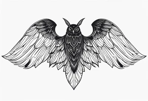 blackwork style with its wings outstretched in flight with nothing in the background tattoo idea