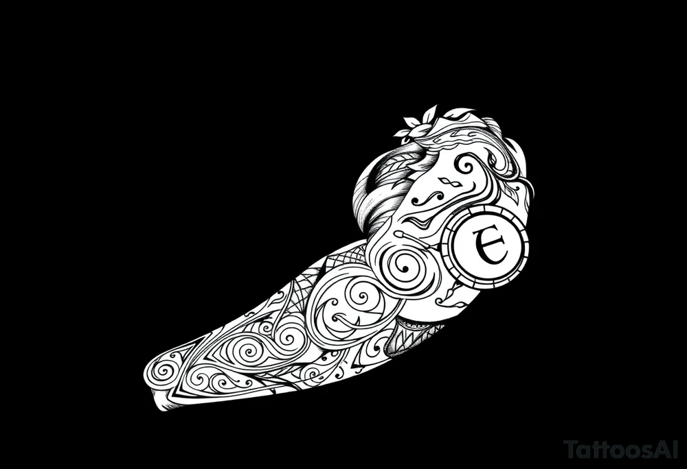 Tribal Sicilian sleeve with patterns
And symbols with a Leo symbol on forearm tattoo idea