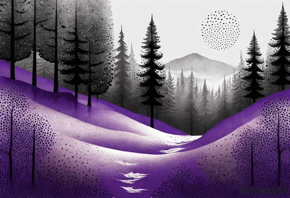 forest, abstract, on hand, no people, purple and black, full, no borders tattoo idea