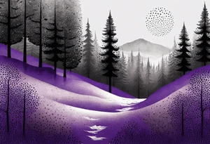 forest, abstract, on hand, no people, purple and black, full, no borders tattoo idea