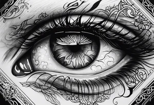 Realistic eye crying tears of tragedy death and betrayal tattoo idea