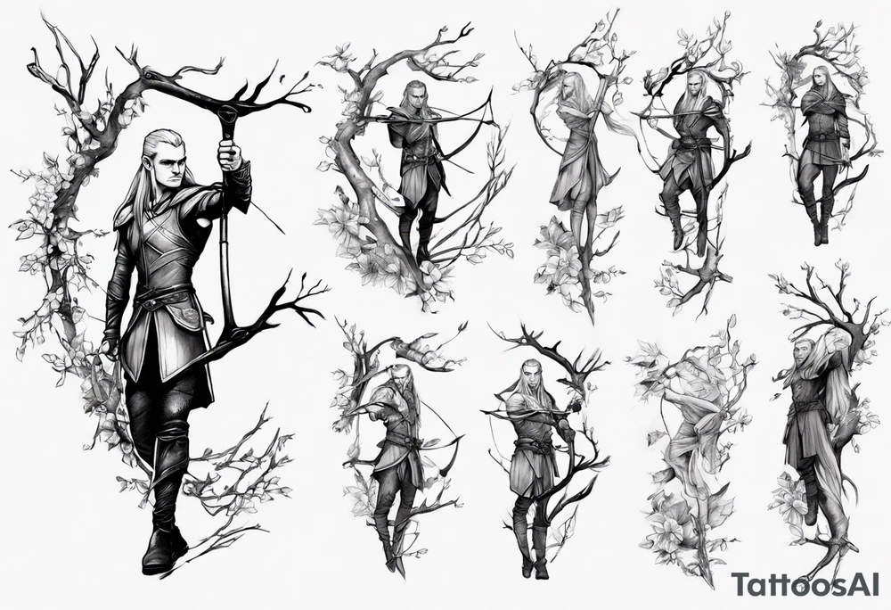 Legolas standing on a branch tattoo idea