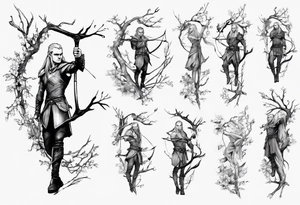 Legolas standing on a branch tattoo idea