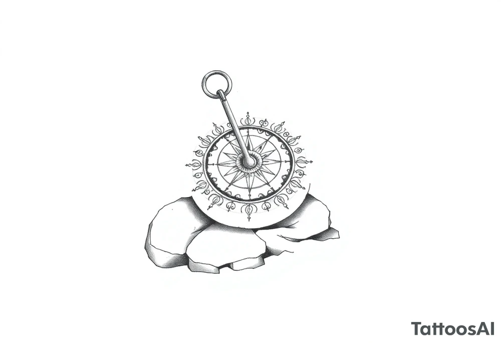 Stone sundial on the ground tattoo idea