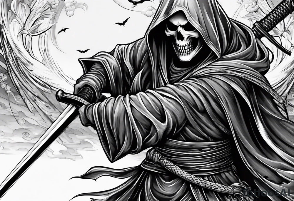 Katana and grim reaper tattoo idea