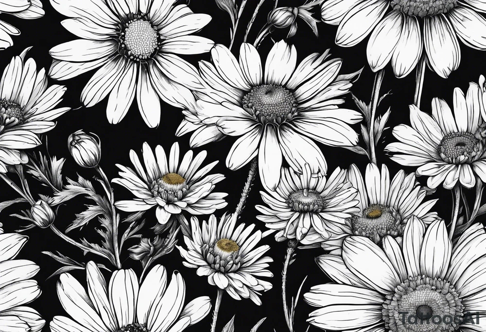 Chamomile with stem tattoo idea