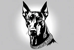 doberman full body minimalistic tattoo idea