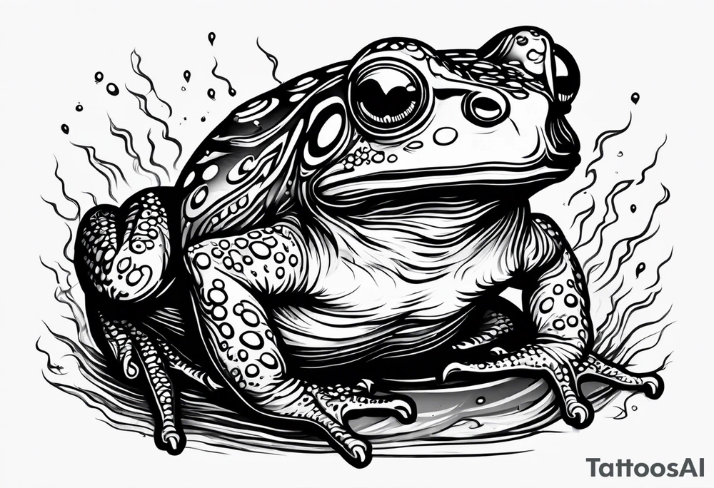 A toad in a thunderstorm tattoo idea