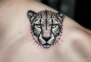 cheetah with the number 62 incorporated in its fur around the dots tattoo idea