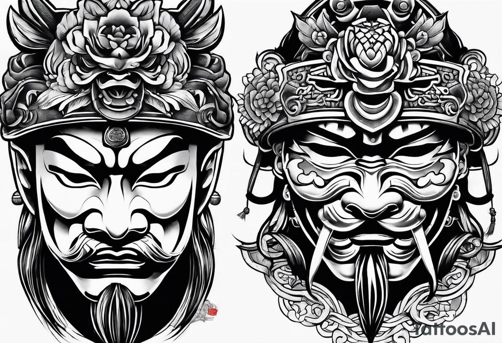 Japanese Samurai two Mask Tattoo Designs tattoo idea