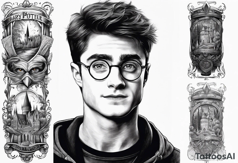 Harry Potter themed tattoo sleeve tattoo idea