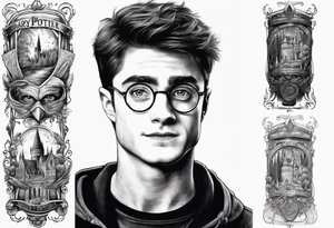 Harry Potter themed tattoo sleeve tattoo idea