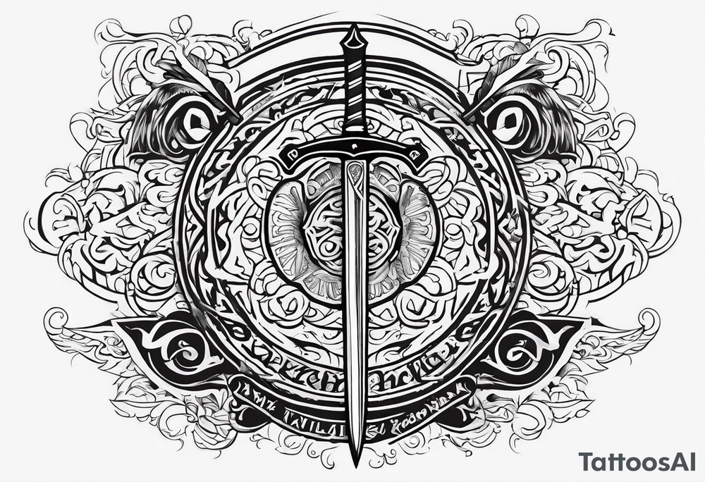 sword Valhalla prayer tattoo idea