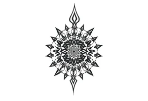 long mytical mandala with ancient rhyme tattoo idea