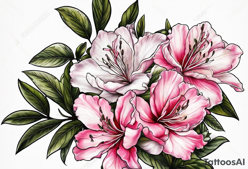 2 azalea flowers with branch tattoo idea