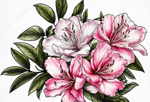 2 azalea flowers with branch tattoo idea