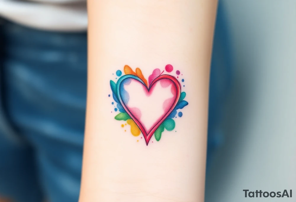 infinity symbol surrounded with heart in rainbow colors tattoo idea