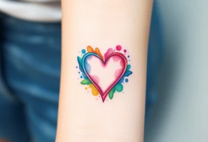 infinity symbol surrounded with heart in rainbow colors tattoo idea