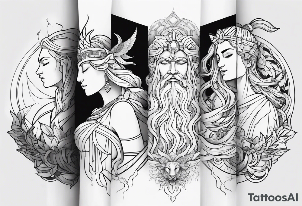 minimalist mythological gods tattoo idea