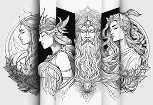 minimalist mythological gods tattoo idea