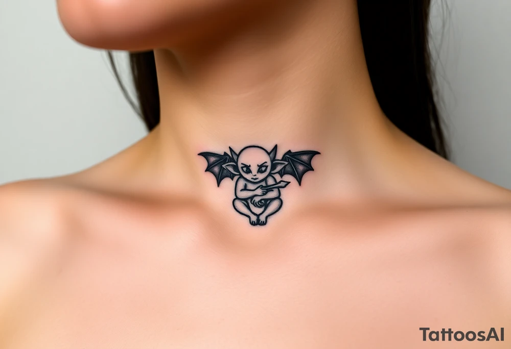 Tiny goblin with wings tattoo idea