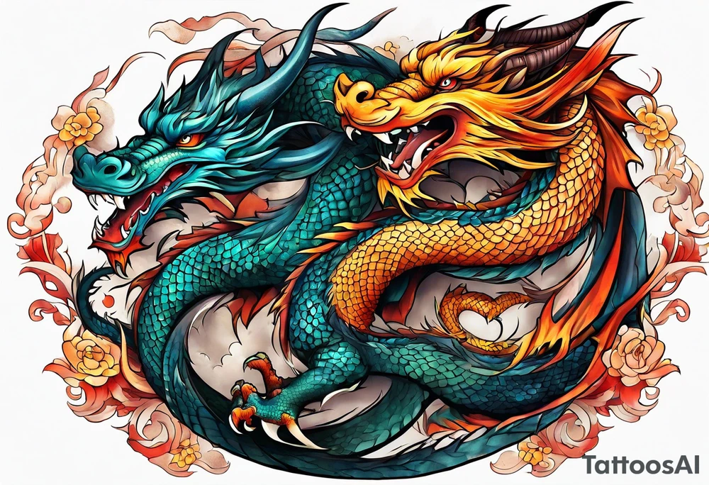 roaring dragons tattoo idea