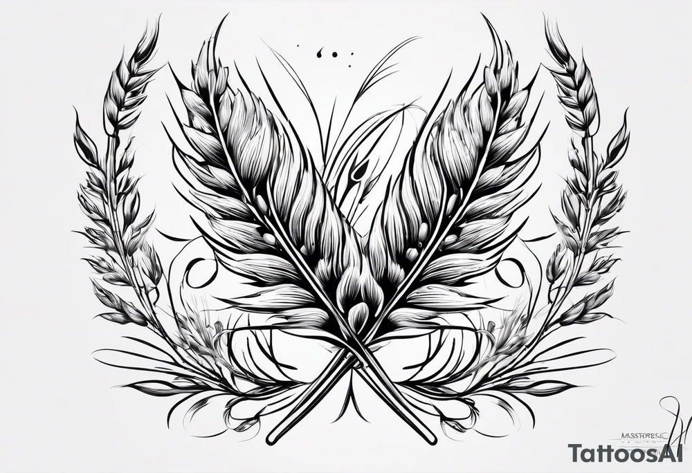 need a shape of a wheat spike and inside it write
(ستملأ الوادي سنابل…) tattoo idea
